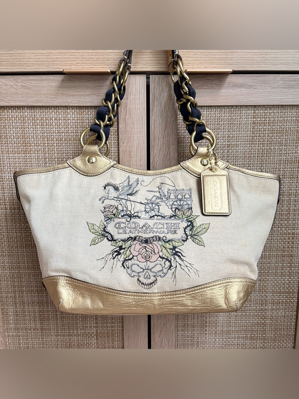 COACH Y2K Tattoo Pegasus Carriage Limited Edition Canvas Tote Handbag 13661